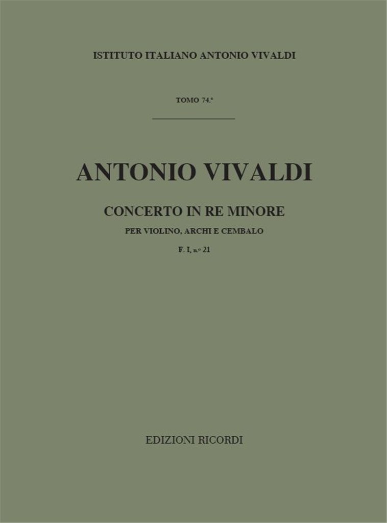 Concerti Per Vl., Archi E B.C.: In Re Min. Rv 248